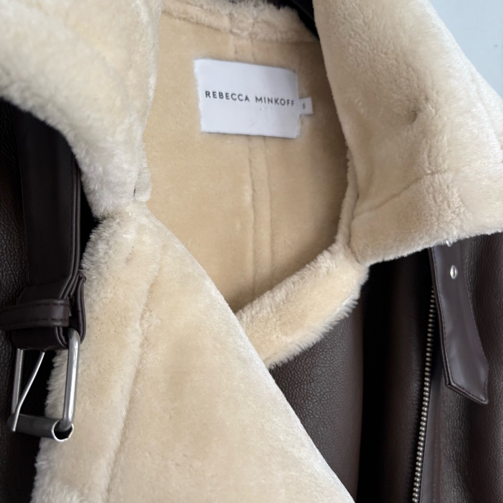 Rebecca Minkoff Brown Bomber Jacket with Cream Accents - Picture 5 of 15